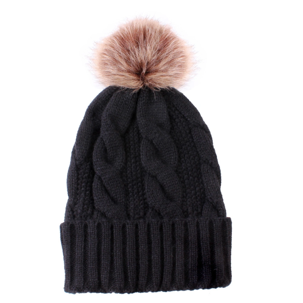 Female Woolen Hat, Adults Jacquard Knitted Cap Earmuffs Hat Beanie