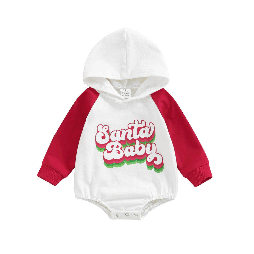 Baby Boys Girls Christmas Romper Hooded Letters Print Bodysuit