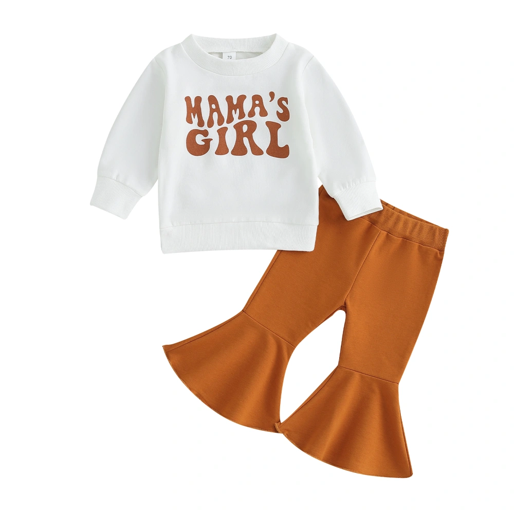 Baby Girls 2-piece Outfit, Long Sleeve Letters Print Sweatshirt Pants