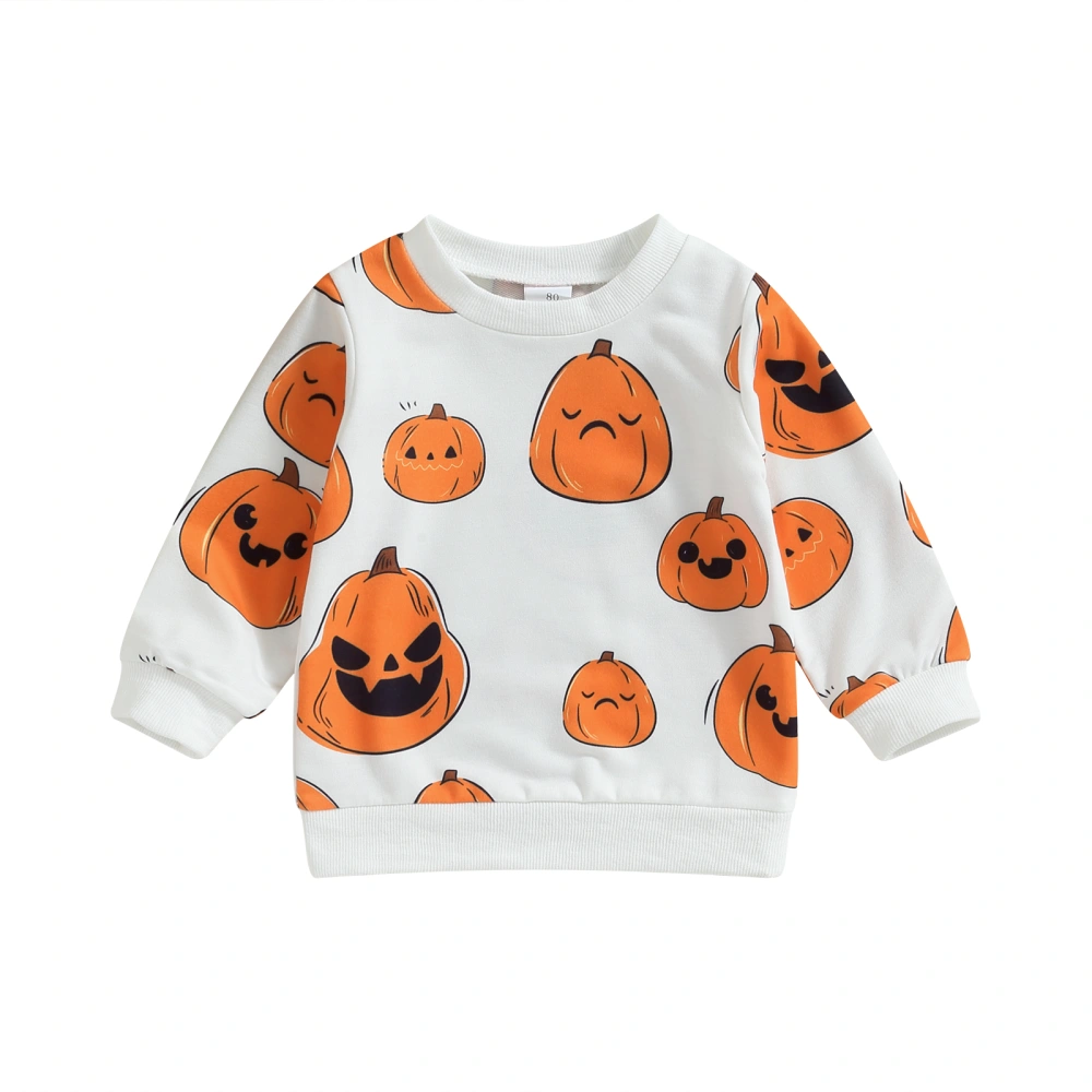 Toddler Halloween Sweatshirt Long Sleeve Cartoon Pumpkin Pullover