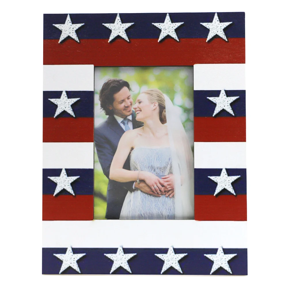 Independence Day Photo Frame, Star Stripe Print Desktop Picture Frame