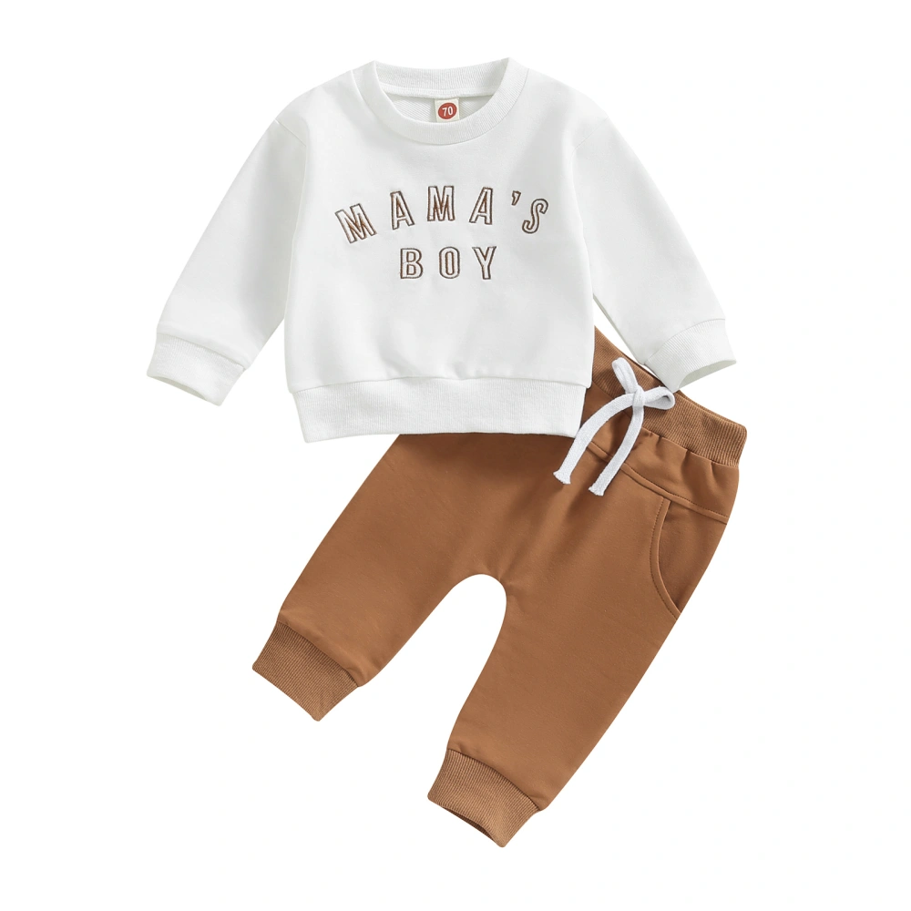 Baby Boy 2 Piece Outfit Letter Embroidery Sweatshirt and Elastic Pants