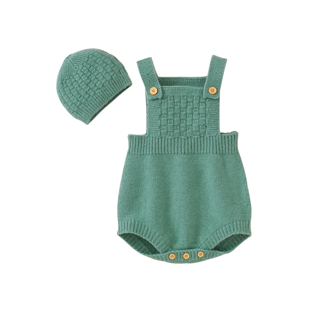 Baby Knitted Romper Infant Solid Color Sleeveless Straps Jumpsuits