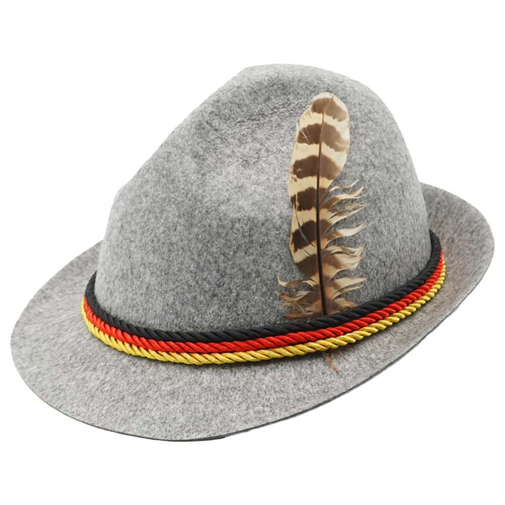 Men Women Halloween Oktoberfest Hat Felt Panama Jazz Feather Hat