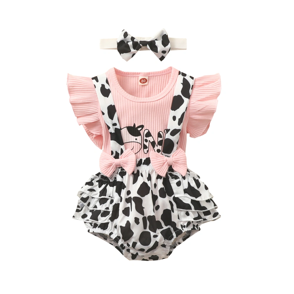 Baby Girls Clothes Outfit, Tops + Suspender Shorts + Headband