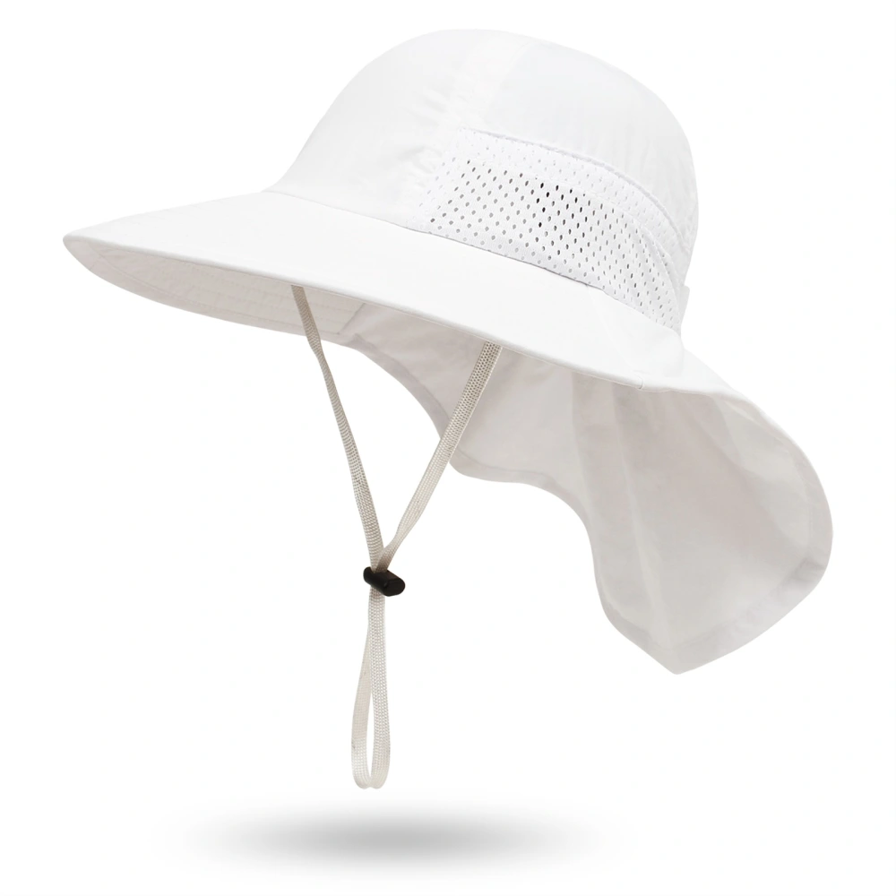 Outdoor Bucket Hat, Kids Solid Color Mesh Sun Cap with Chin Strap