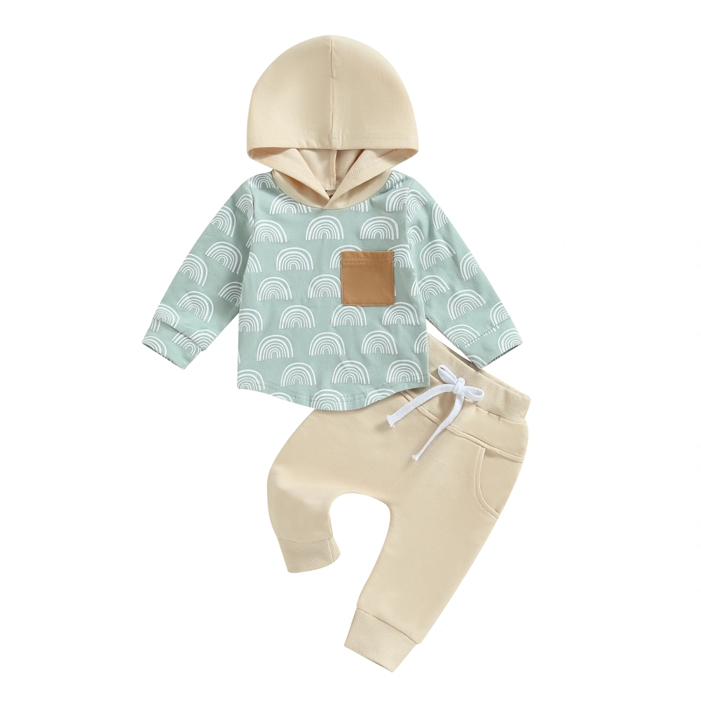 Baby Boy 2 Piece Outfits Rainbow Print Hoodie Sweatshirt and Pants