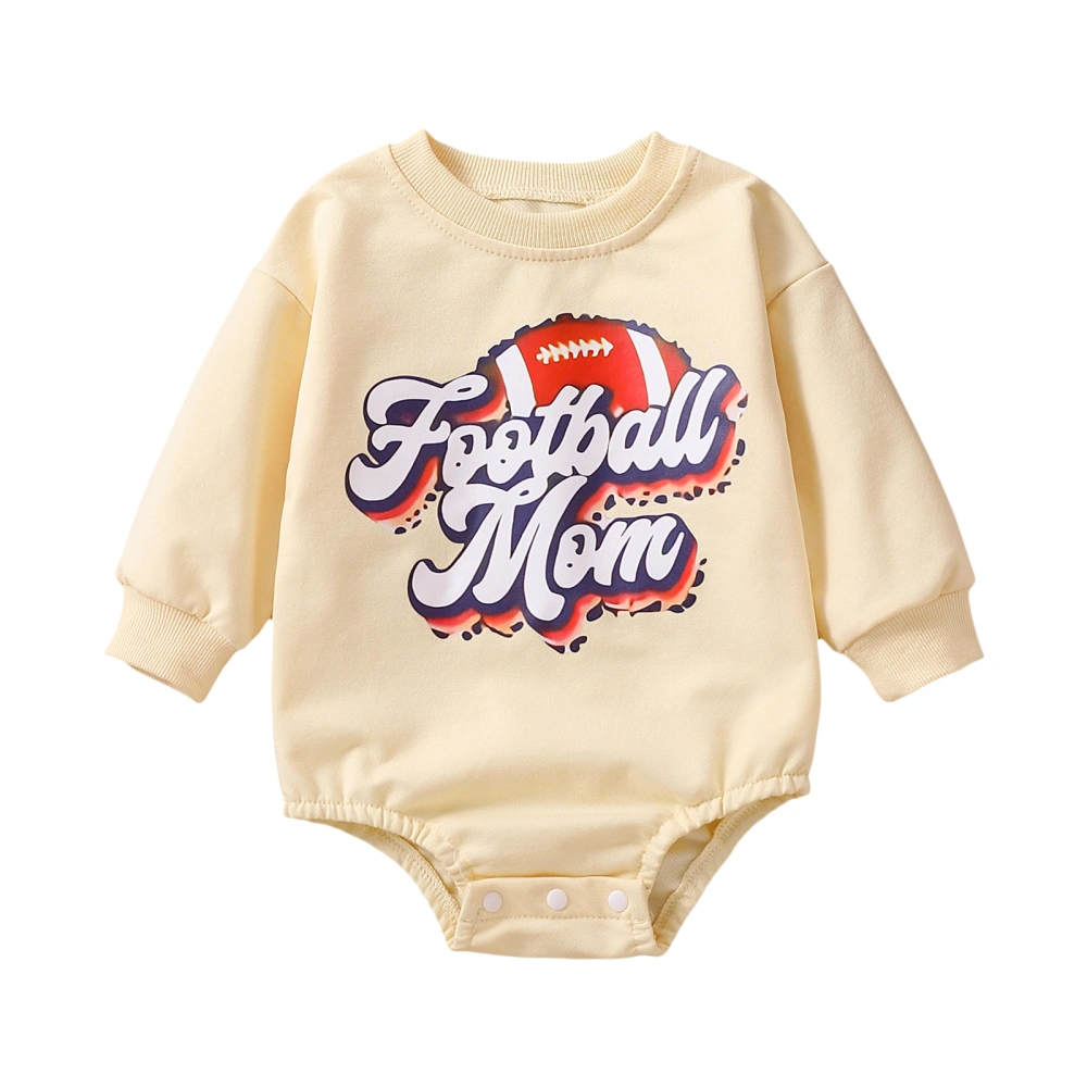 Infant Baby Rugby Letter Print Long Sleeve Round Neck Romper