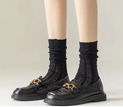Women Breathable Tube Socks Solid Color Cable Crew Socks Walking Socks