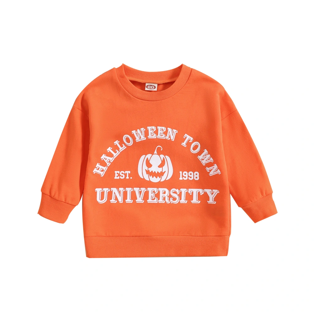 Baby Halloween Sweatshirt Long Sleeve Pumpkin Letter Pattern Pullover