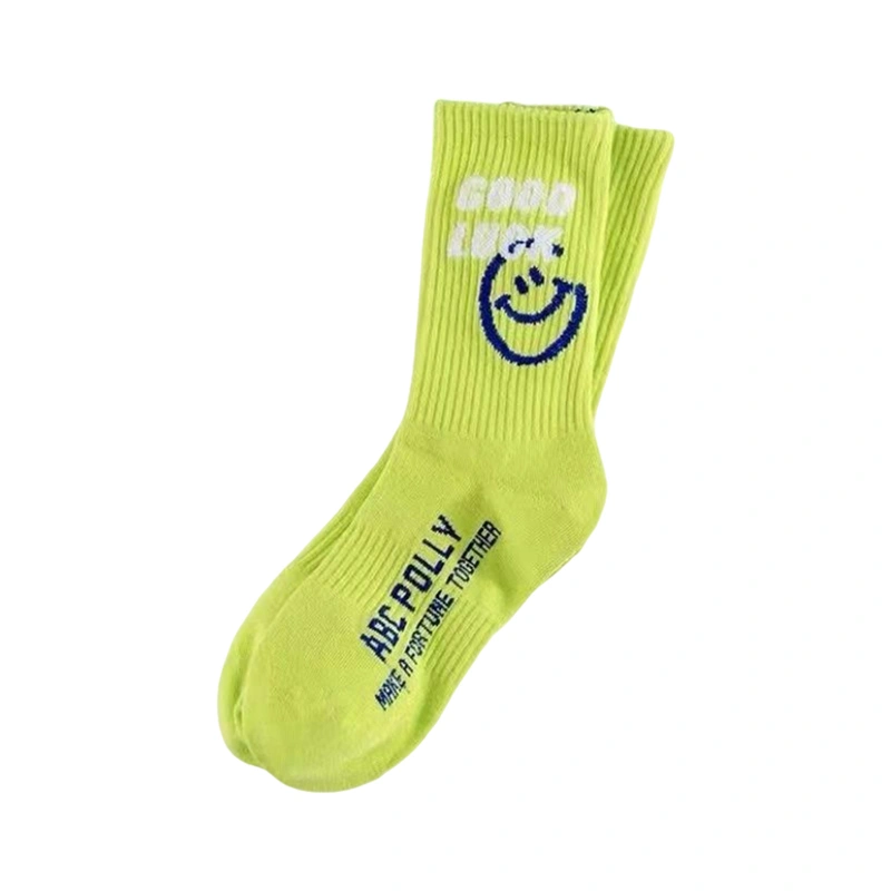 Women Fashion Mid-Calf Socks Smiling Face Letter Pattern Lovely Socks