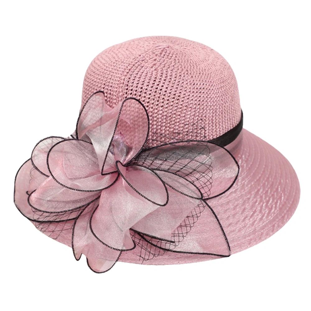 Women Straw Sun Hat, Wide-Brim UV-Proof Floral Beach Sun Hat