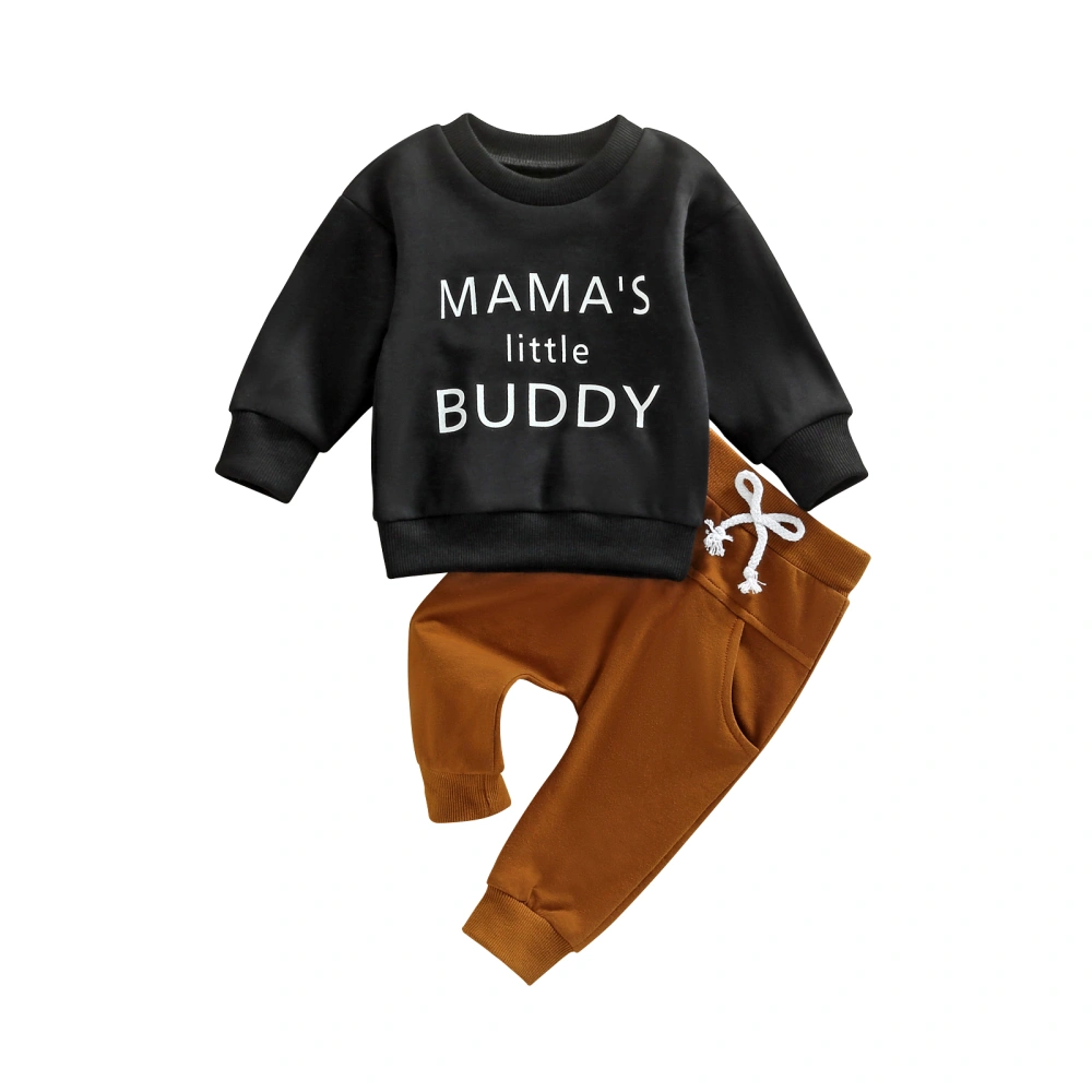 Toddler Boy Long Sleeve Letter Print Sweatshirt + Solid Color Trousers