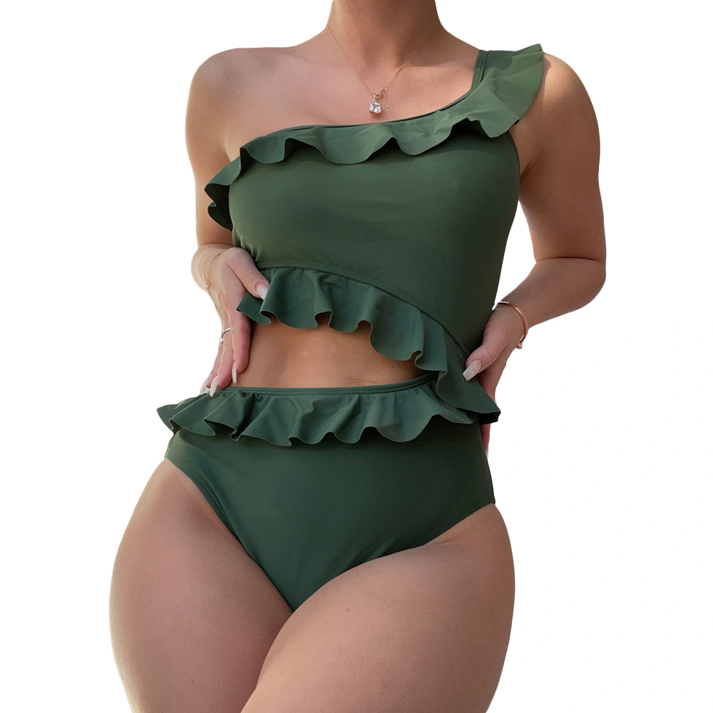 Women Bikini Romper Sleeveless Off-Shoulder Neck Bodysuit Swimwear 