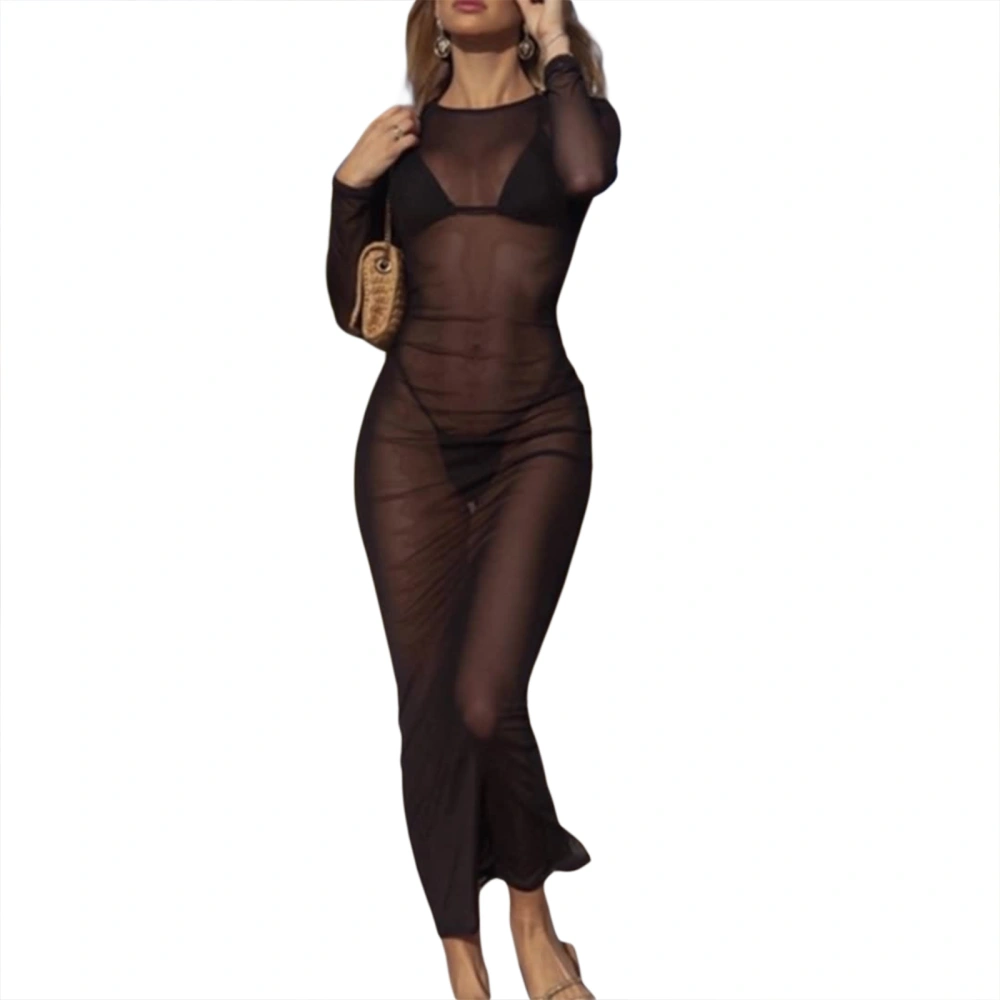 Women See Through Smock Dress + Bra + Briefs Swimwear Swimsuit 