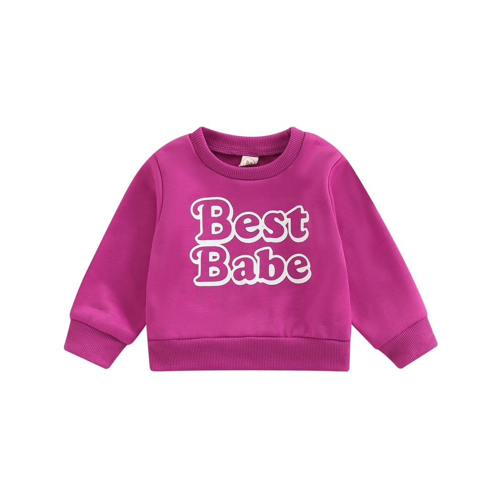 Kids Tops, Letter Print Crew Neck Long Sleeve Loose Pullover Blouse