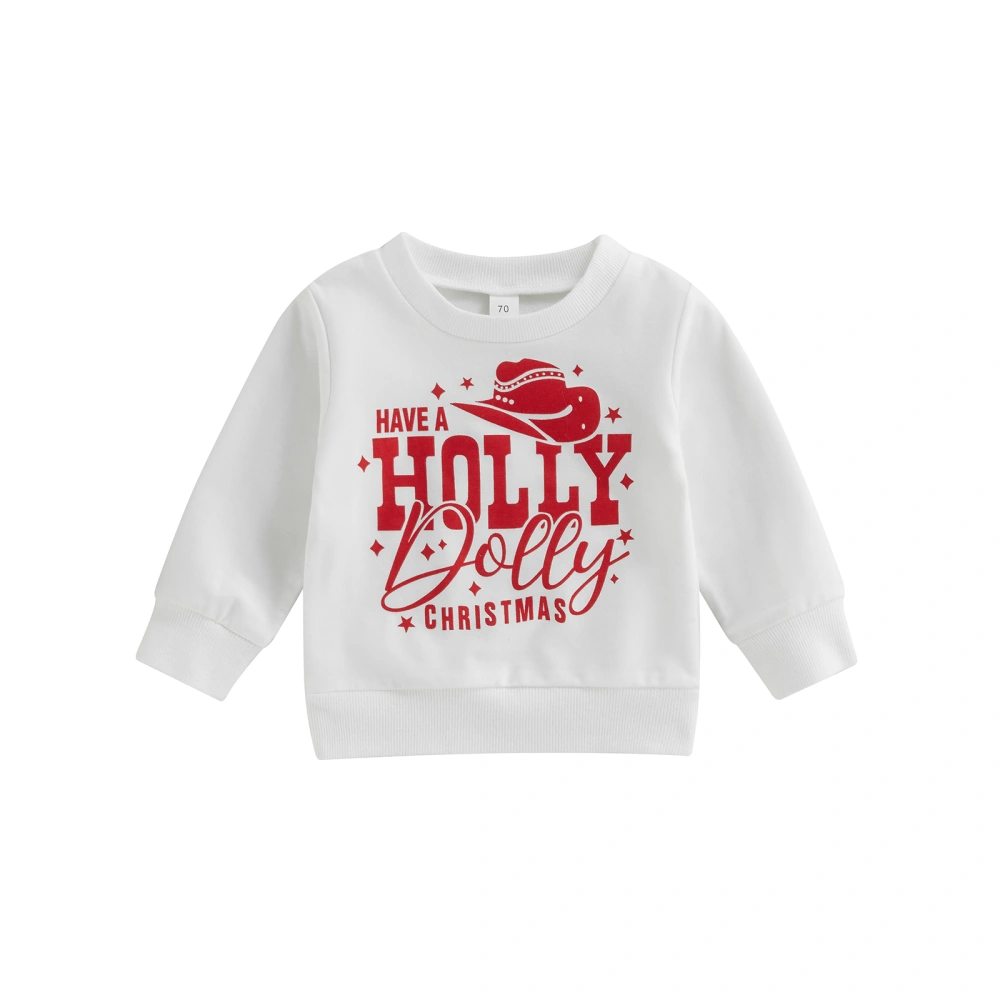 Girl Autumn Christmas Pullover, Letter Print Long-Sleeved Sweatshirt