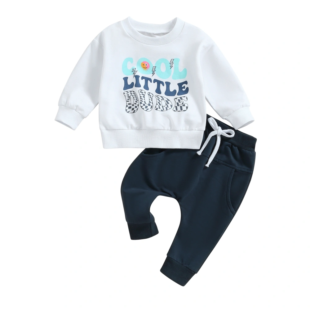 Baby Boys Pants Set, Letters Print Long Sleeve Sweatshirt Sweatpants