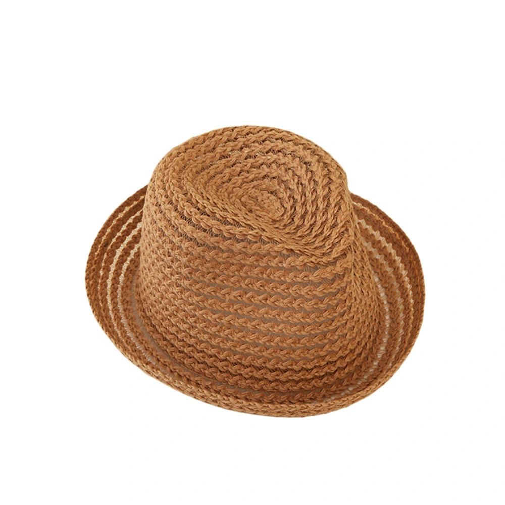 Kids Summer Sun Hat, Solid Color Foldable Mesh Breathable Straw Hat