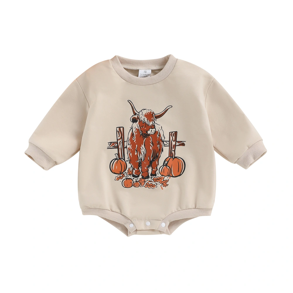 Toddler Baby Sweatshirt Rompers Western Cow Print Long Sleeve Jumpsuit