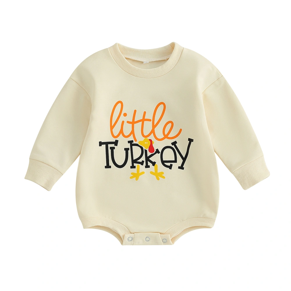 Baby Sweatshirt Rompers Thanksgiving Letter Print Long Sleeve Jumpsuit