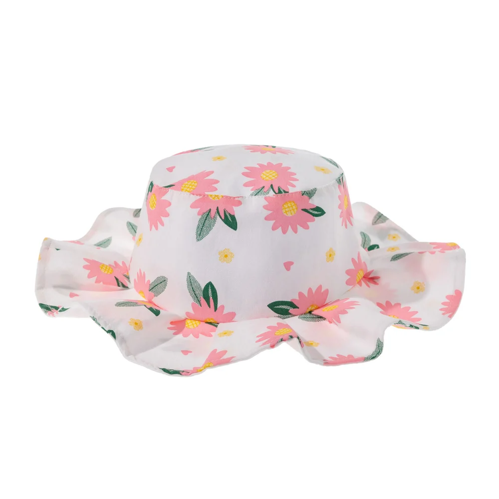 Kids Baby Summer Shade Hat, Flower Print Breathable Bucket Shape Cap 