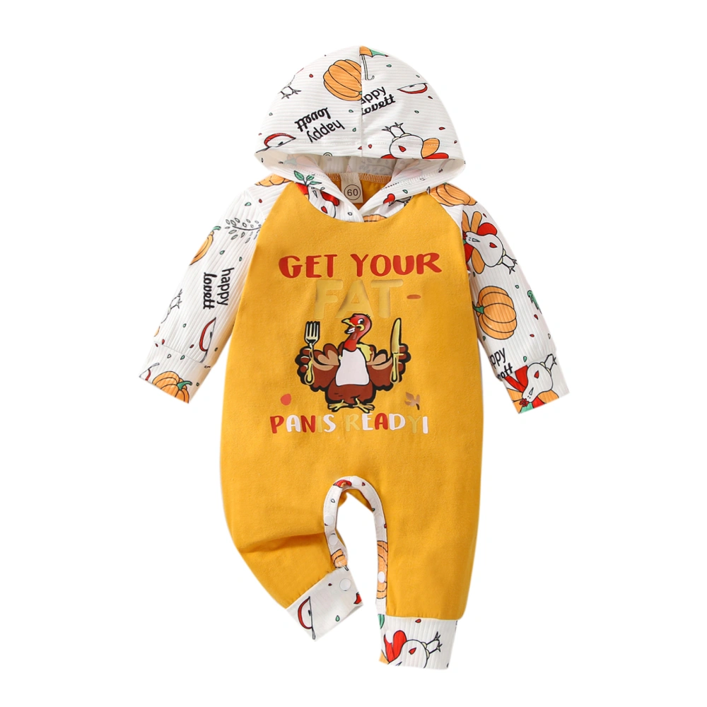 Baby Romper, Thanksgiving Day Long Sleeve Hooded One Piece Jumpsuit