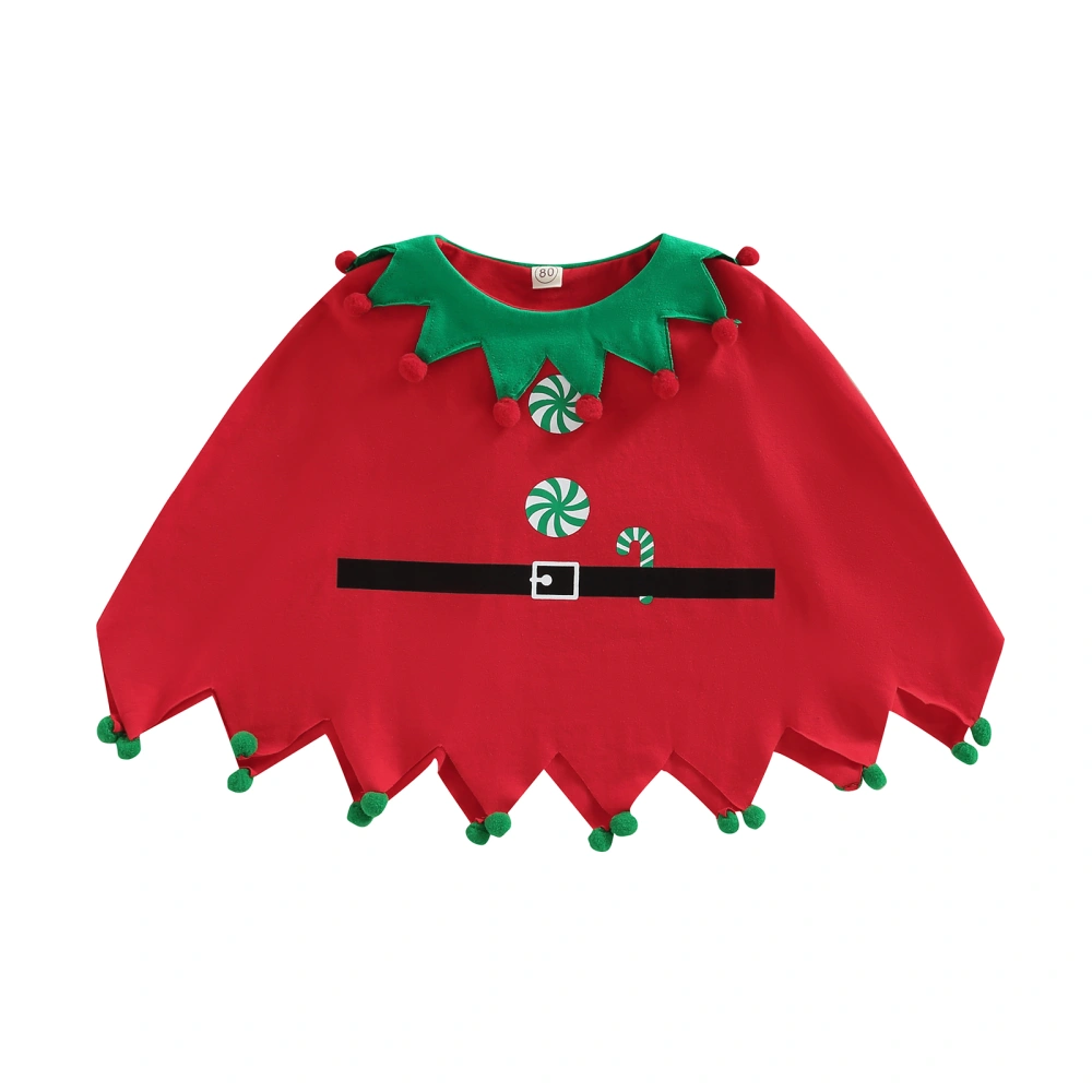 Kids Girls Boys Christmas Cloak, Contrast Color Irregular Hem Cape