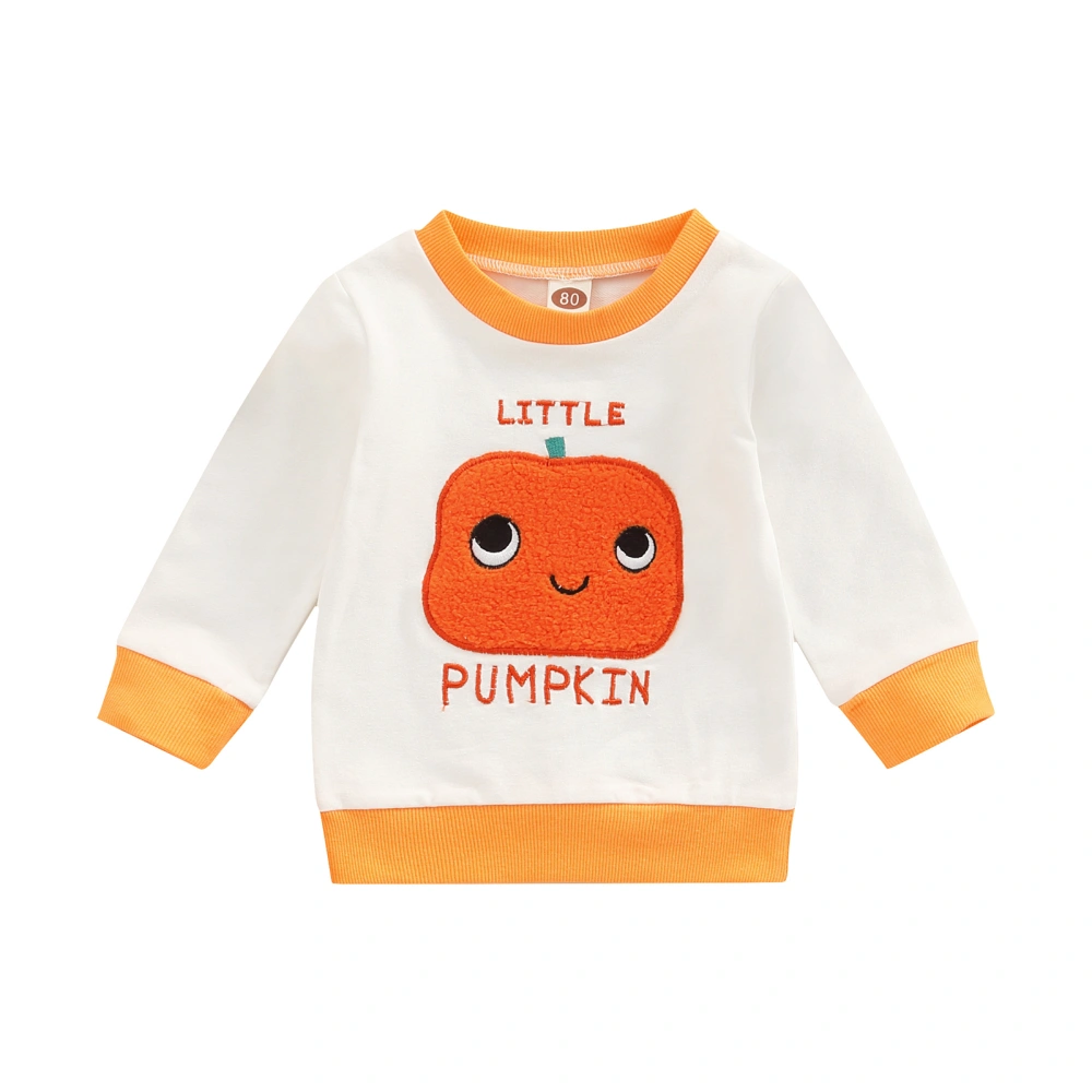 Kid Halloween Sweatshirt Patch Embroidered Cartoon Pumpkin Letter Tops