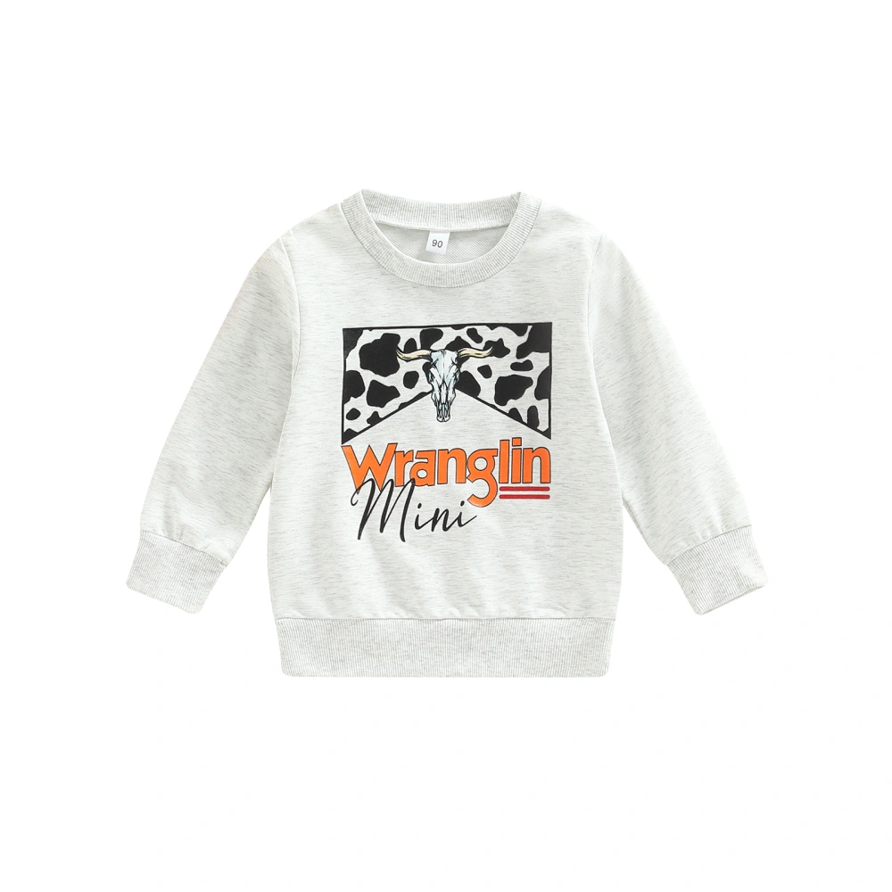 Kids Fall Pullovers, Long Sleeve Letter Print Loose Sweatshirts