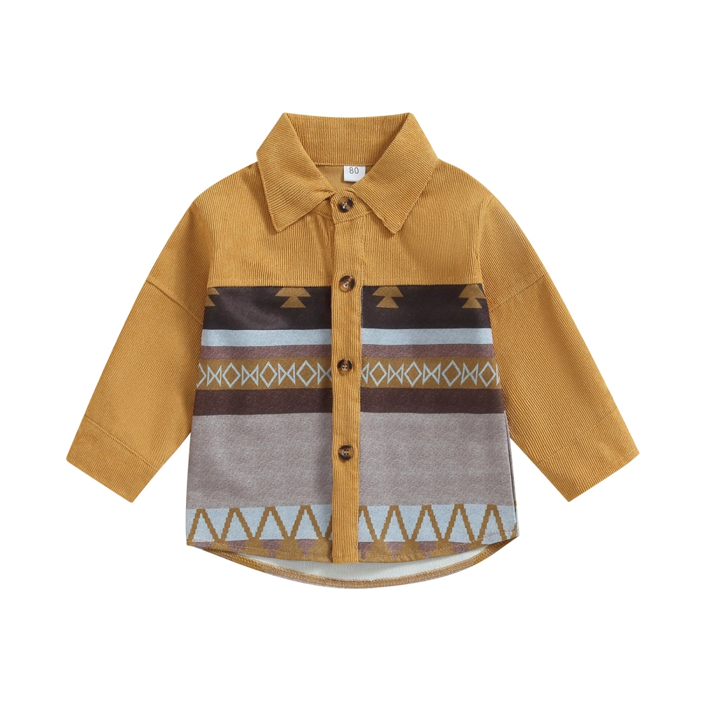 Toddler Boy Shirt Jacket Vintage Geometric Print Corduroy Jacket