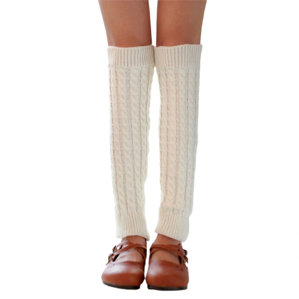 Female Leg Warmers, Solid Color Jacquard Knitted Stocking Leg Sleeve