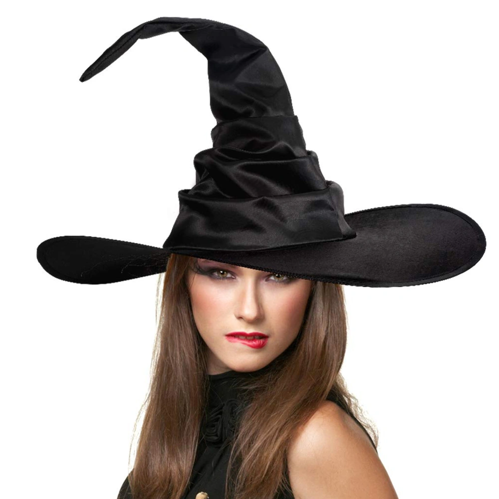 Halloween Wizard Hat with Folds Corner Decoration, Adult Costume