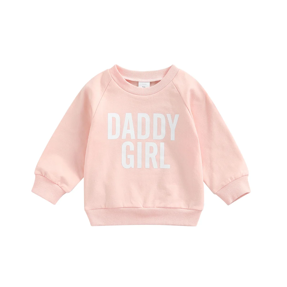 Infant Girl Long Sleeve Sweatshirt with Letter Print, Casual Clothing