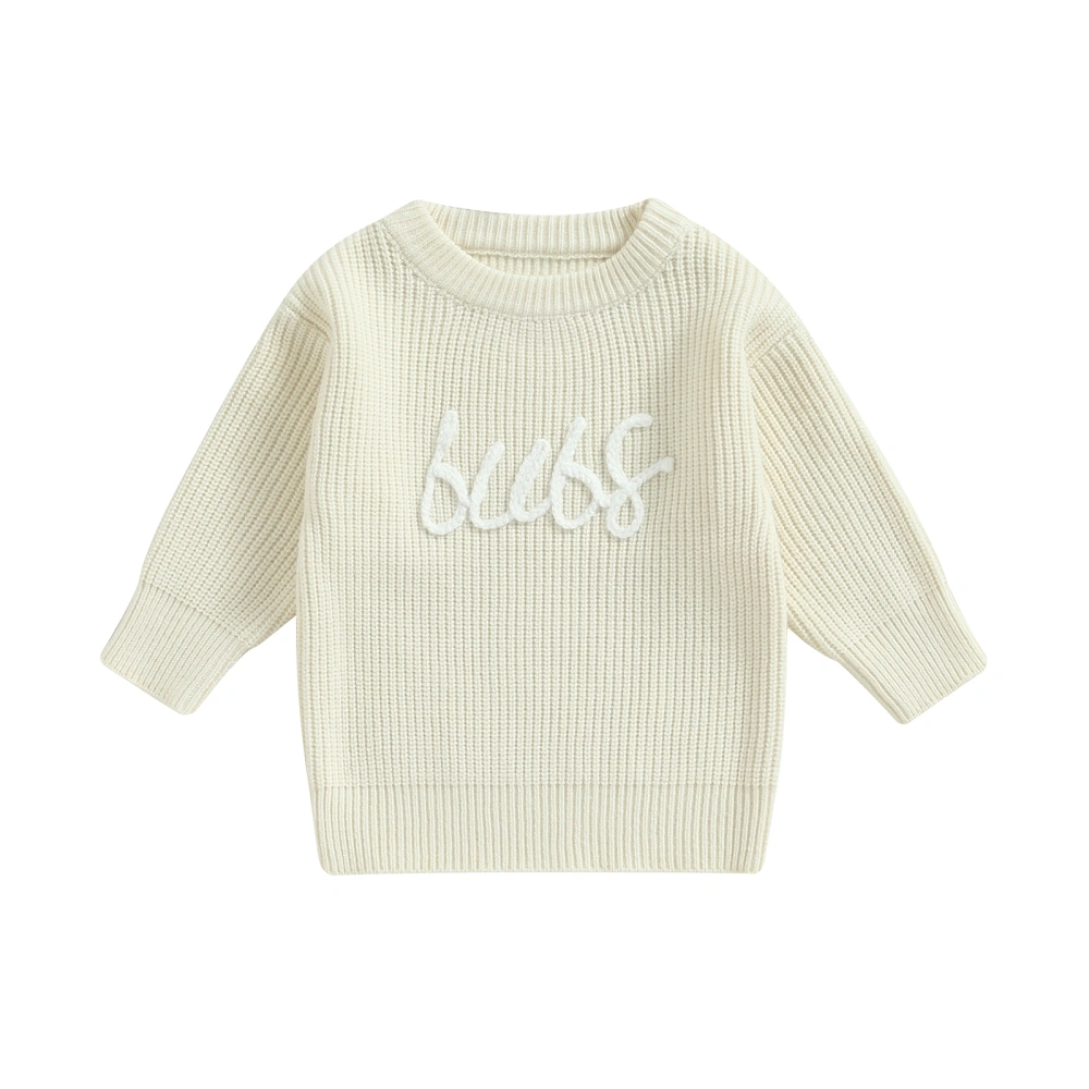 Kids Baby Knitted Sweater Warm Letter Embroidery Long Sleeve Pullovers