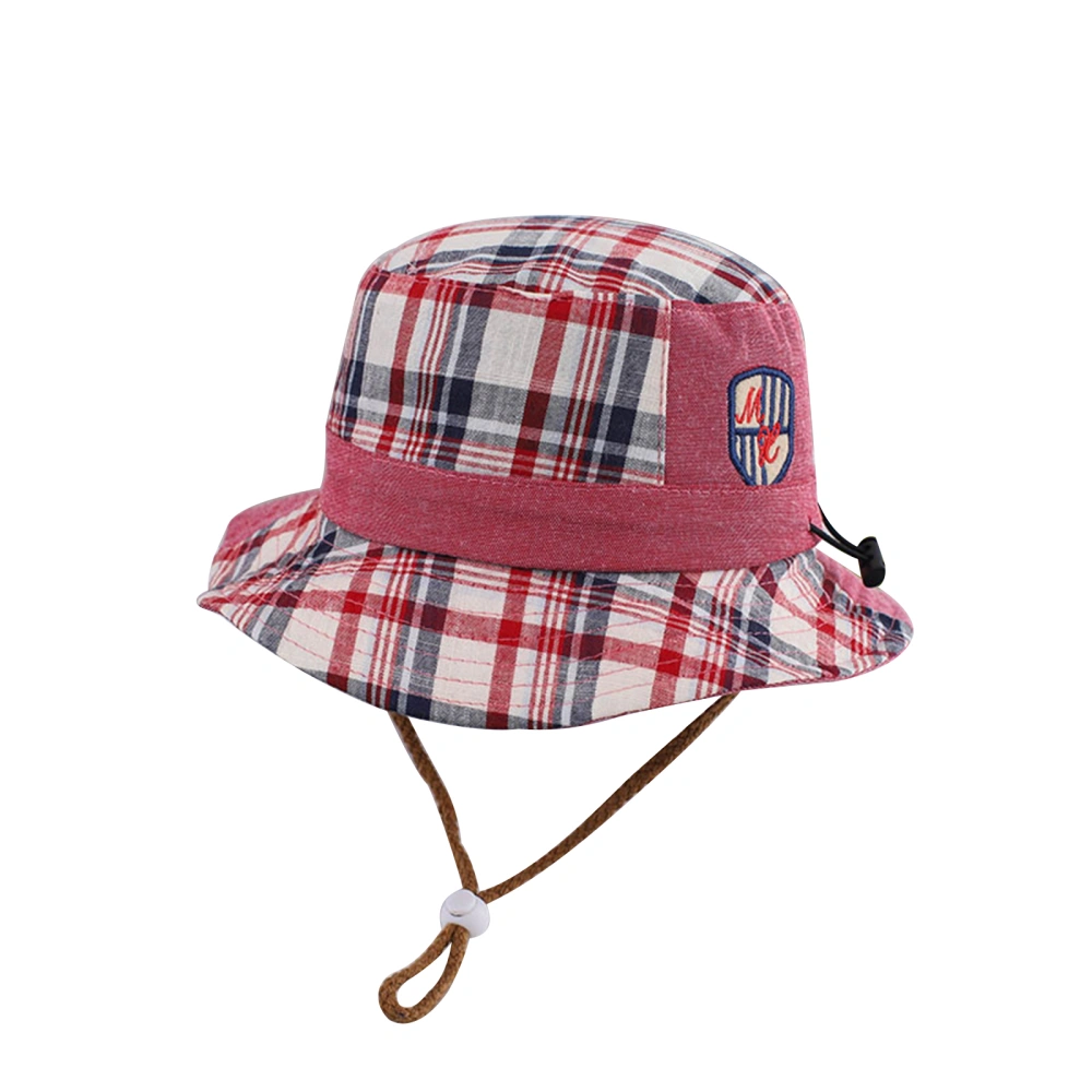 Toddlers Fisherman Hat, Plaid Outdoor Sun Protection Bucket Cap