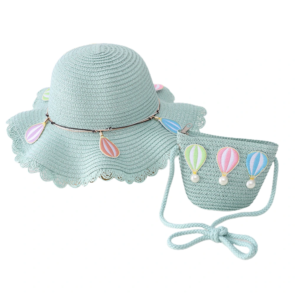 Girls Beach Hat Bag Set, Balloon Decor High Top Cap + Crossbody Bag