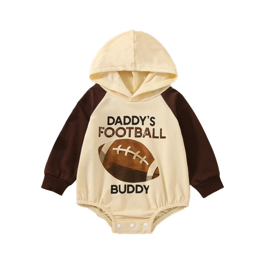 Baby Hooded Jumpsuit Casual Letter Baseball Print Long Sleeve Rompers 