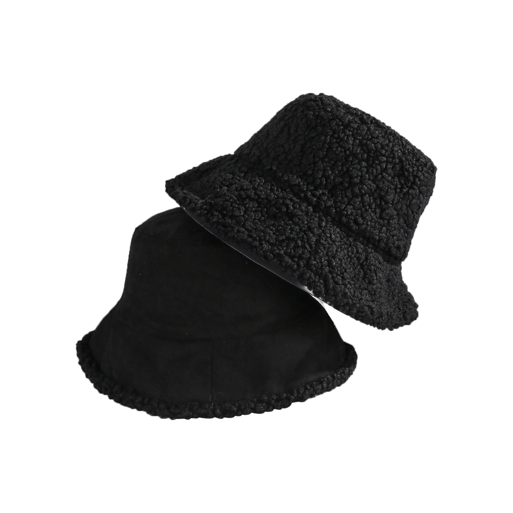 Autumn Winter Unisex Fisherman Hat, Lamb Wool Warm Bucket Cap