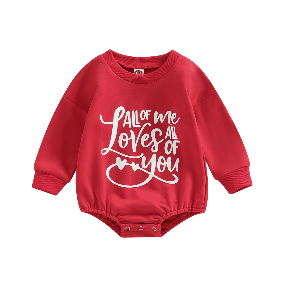 Infant Baby Valentine's Day Jumpsuit, Letter Print Long Sleeve Romper