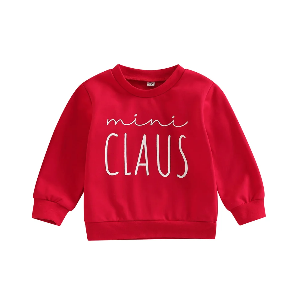 Toddler Girls Boys Christmas Sweatshirts Kids Letter Print Pullover