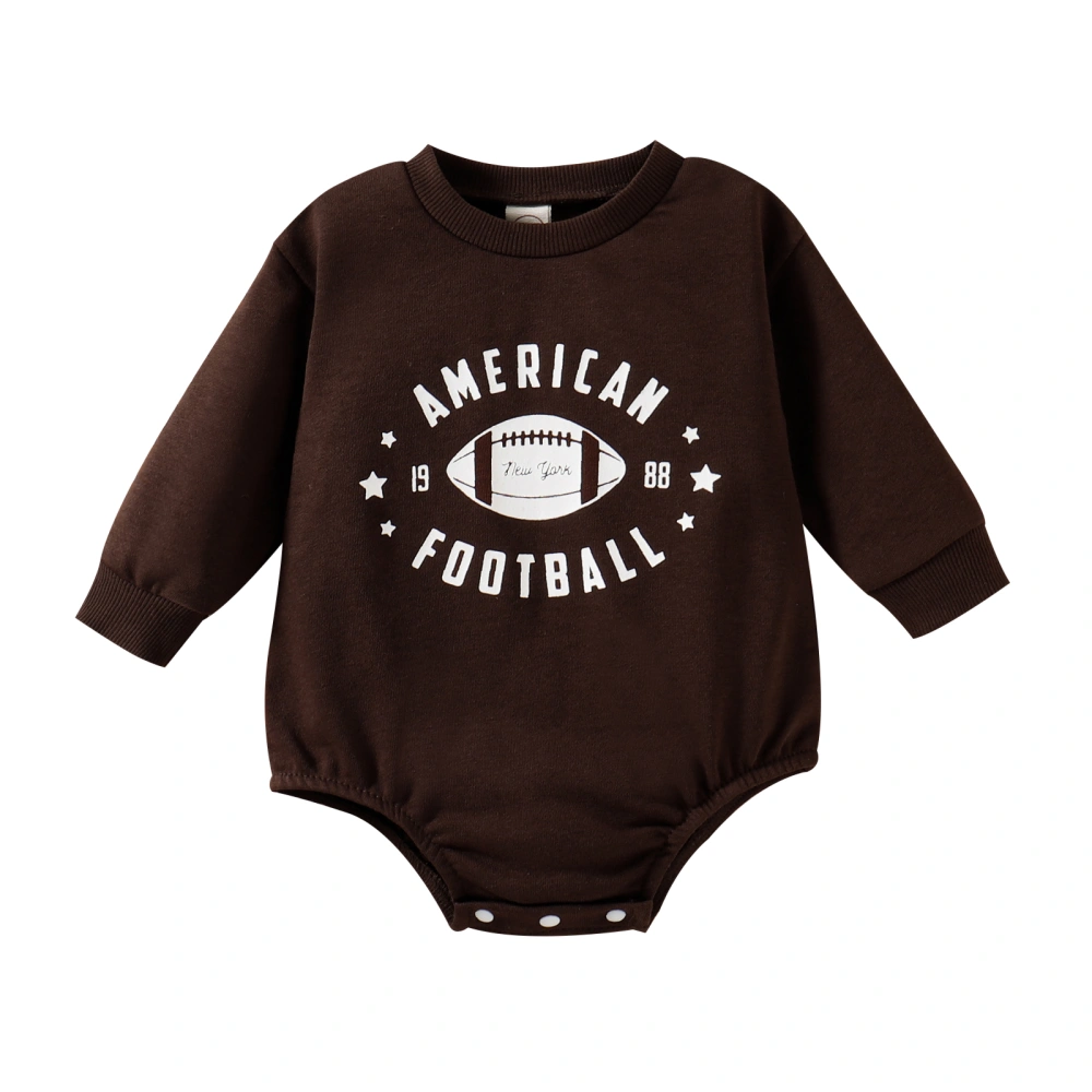 Toddler Baby Rompers Letter Football Print Casual Long Sleeve Jumpsuit