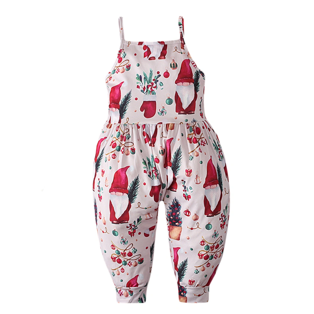 Kids Girl Sleeveless Jumpsuit Casual Christmas Cartoon Printed Rompers