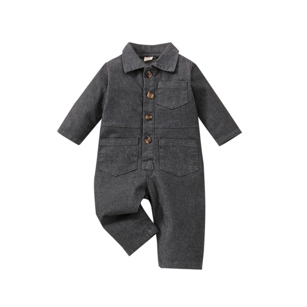 Infant Baby Boy Spring Jumpsuit, Solid Color Long Sleeve Lapel Romper