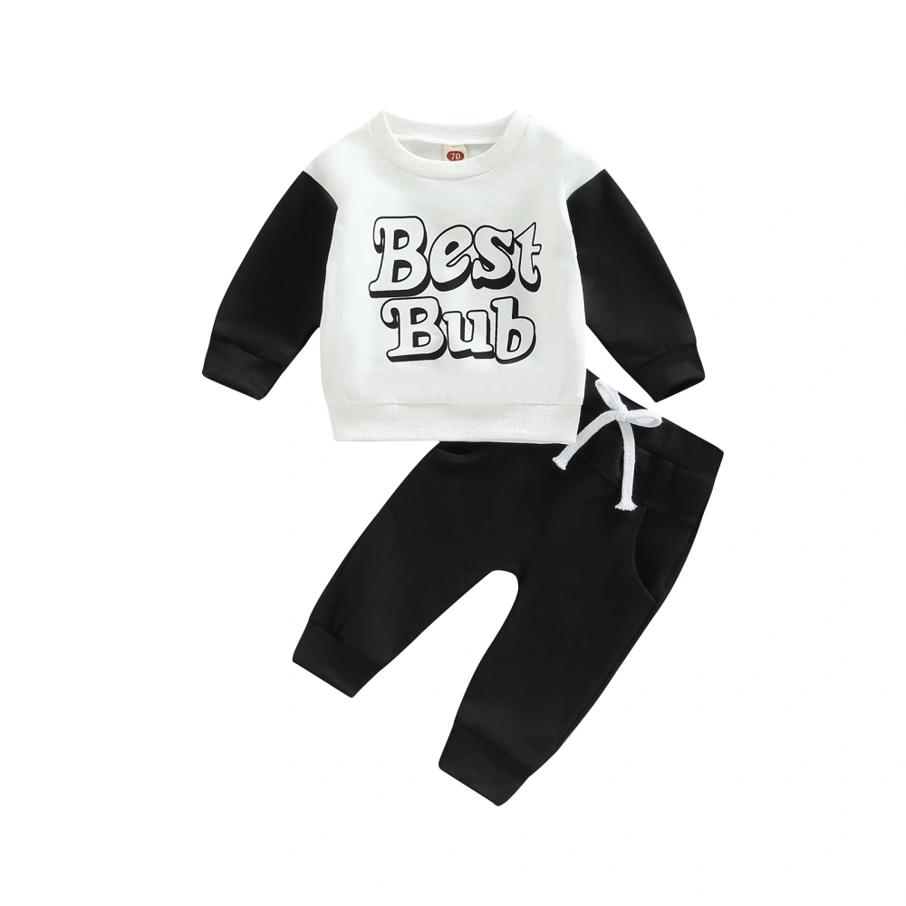 Baby Autumn Clothes Set, Long Sleeve Letter Pullover + Solid Pants