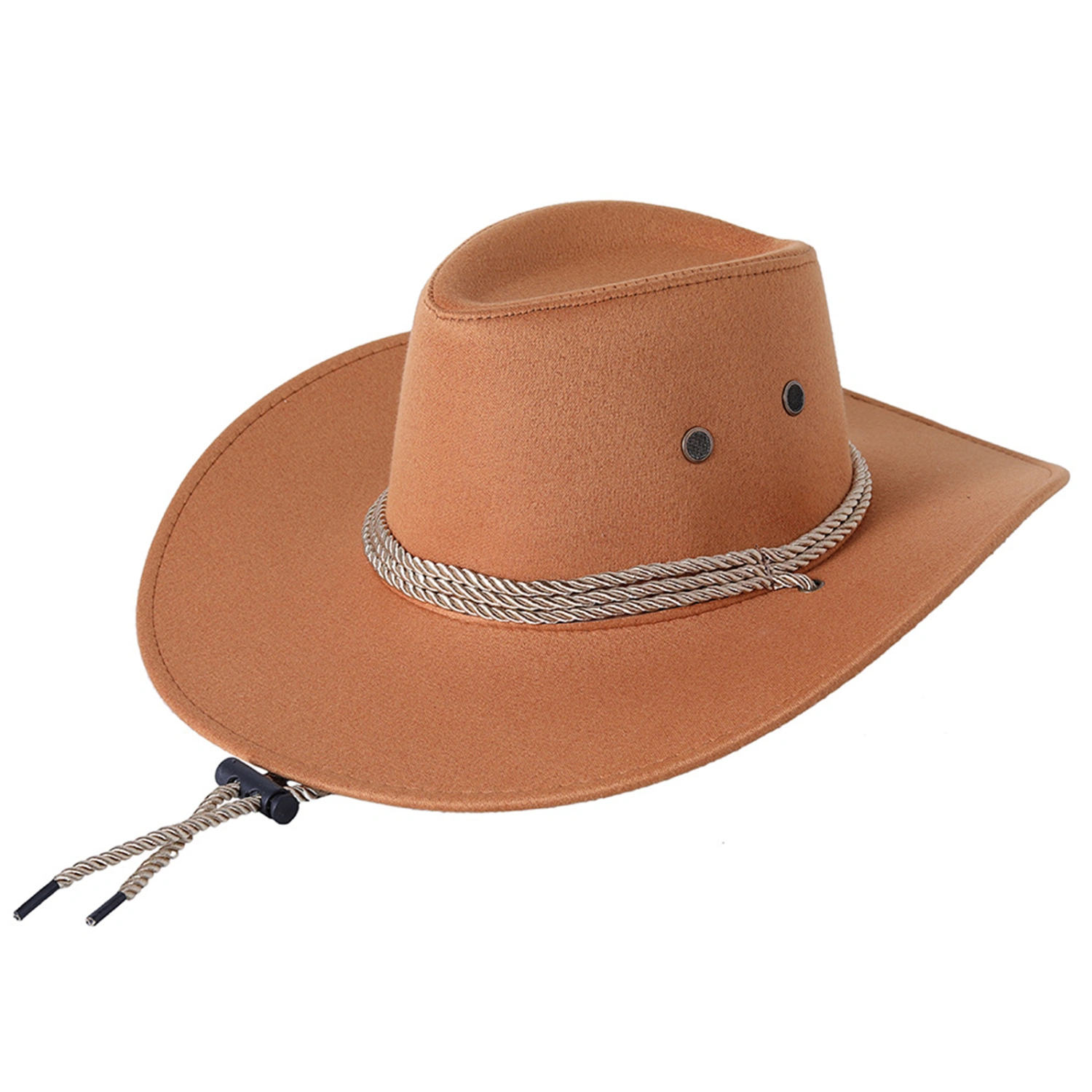 Men Cowboy Hat with Adjustable Chin Rope Wide Brim Accessories