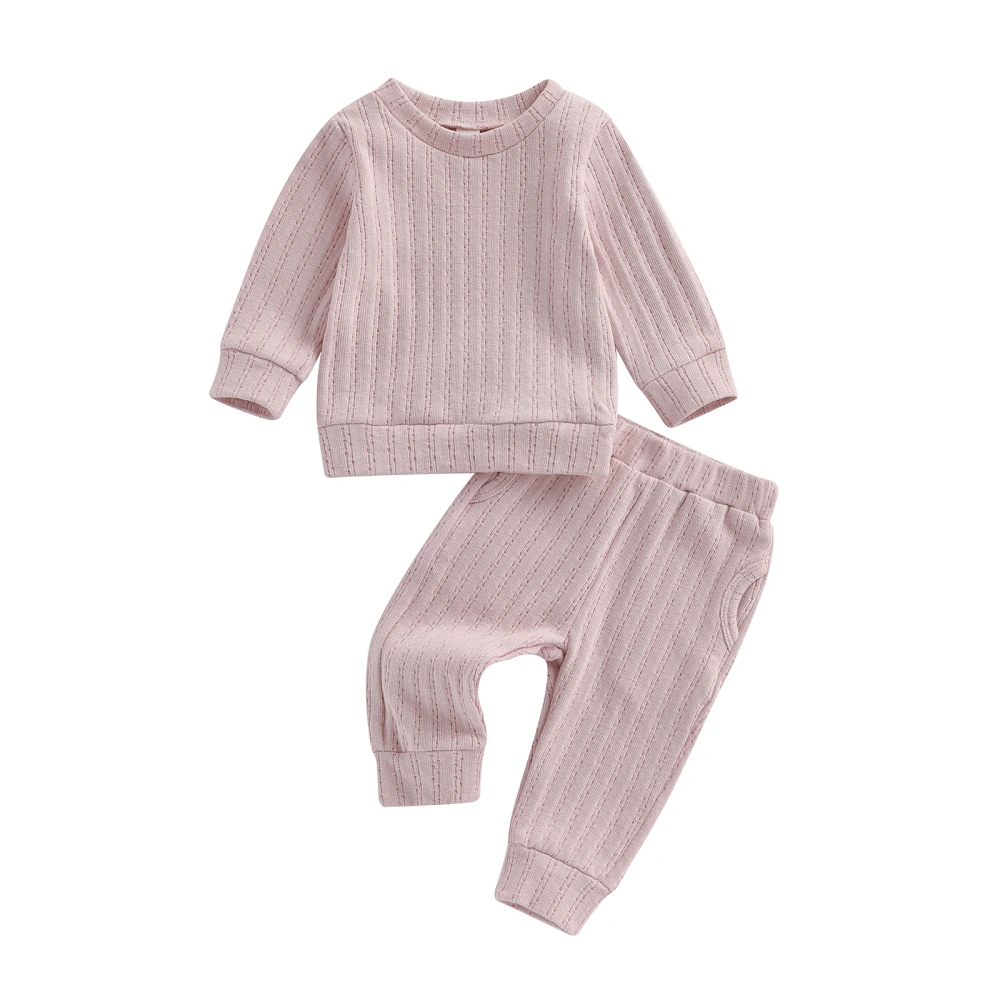 Baby 2 Piece Outfit Cute Solid Color Long Sleeve Sweatshirt and Pants 