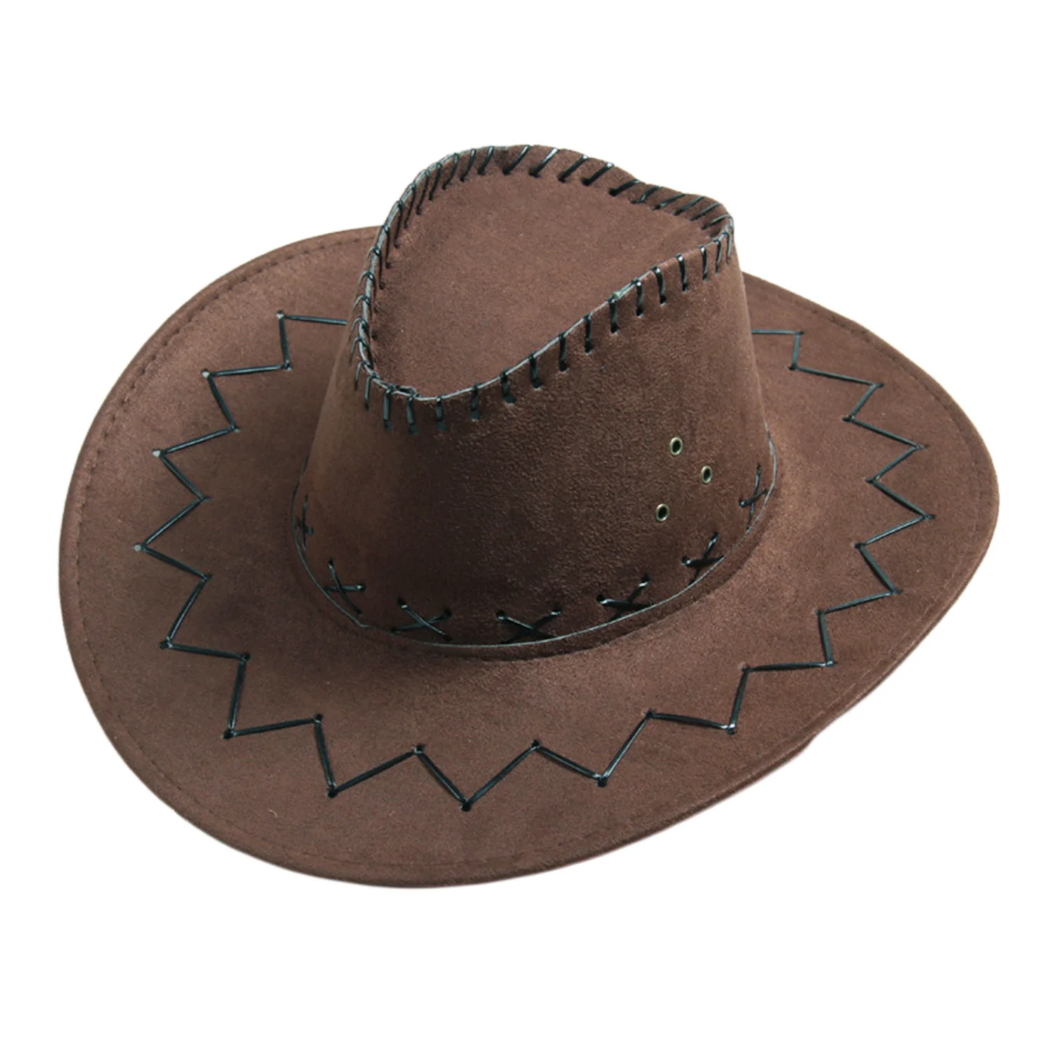 Women Men Cowboy Hat, Stitching Wide Brim Western Large Thick Cap