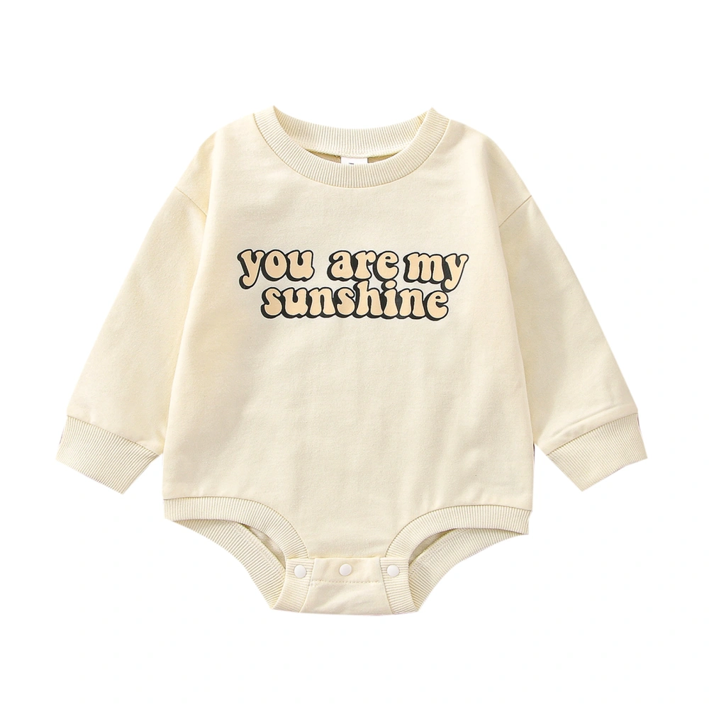 Baby Boys Girls Autumn Long Sleeve Round Neck Letter Print Romper