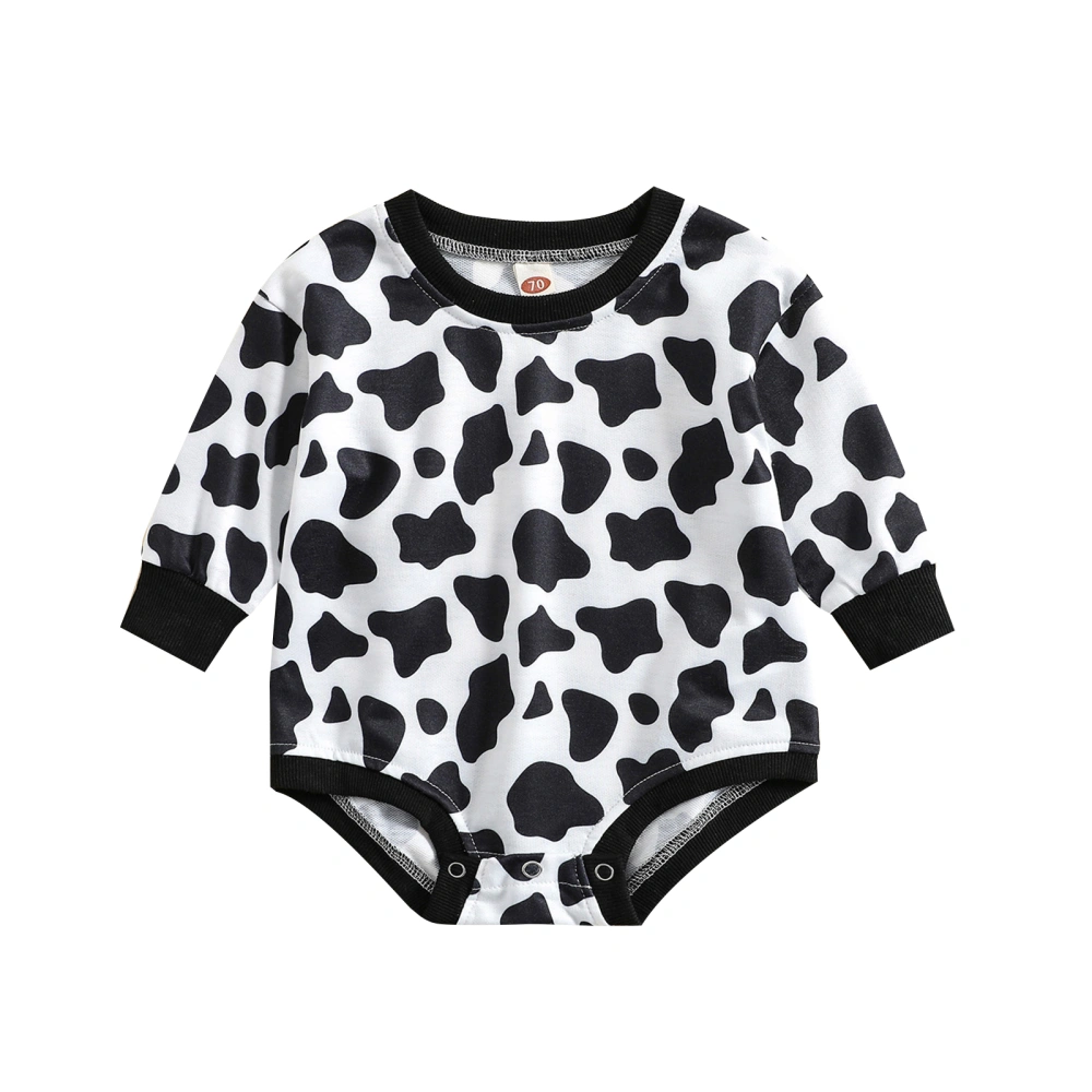 Baby Sweatshirt Rompers Casual Cow Speckled Print Long Sleeve Jumpsuit